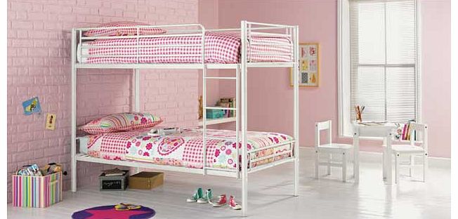 Unbranded Samuel Single White Bunk with Bibby Mattress