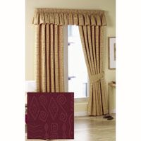 Part of the Santiago range, Pair of red coloured chenille, polycotton lined pencil pleat ready made