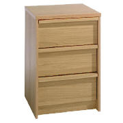 Unbranded Santona 3 drawer Bedside Table, Oak effect