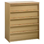 Unbranded Santona 5 drawer Chest, Oak effect