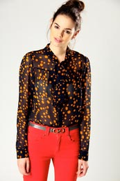 Unbranded Sarah Polka Dot Pussy Bow Chiffon Blouse