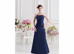 Unbranded Satin Floor-length Strapless Dark Navy Elegant