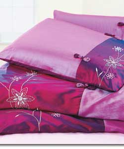 Embroidered satin toggle duvet set.Includes duvet