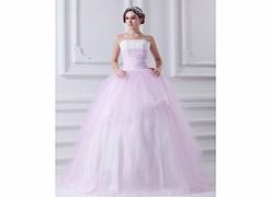 Unbranded Satin Tulle Floor-length Strapless Pink