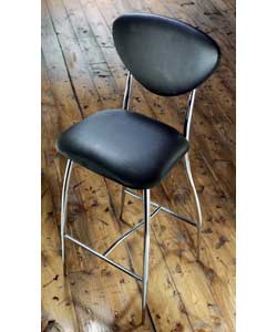 Saturn Black Faux Leather Bar Stool