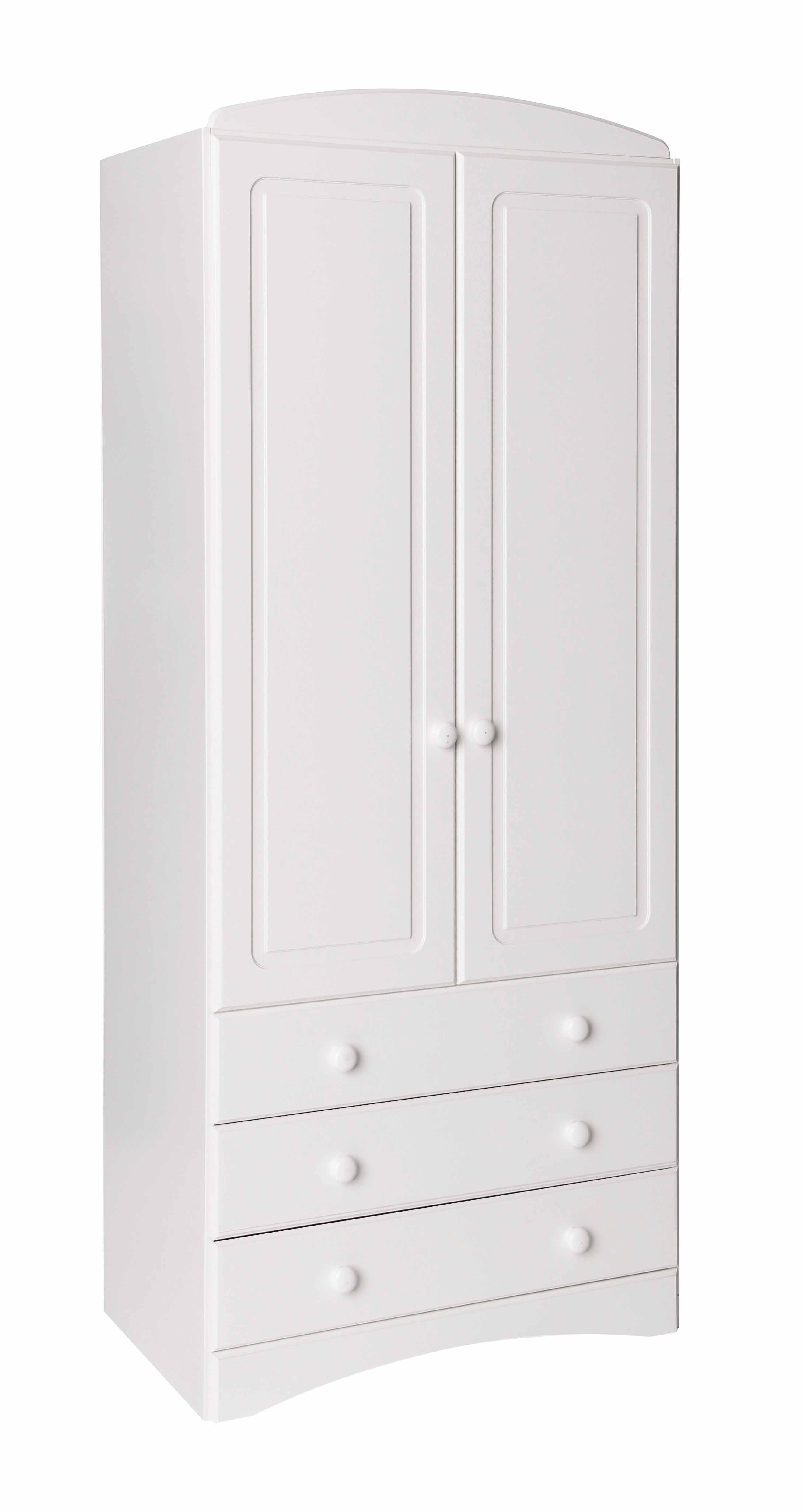 Unbranded Scandi White 2 Door 3 Drawer Wardrobe