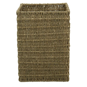 Square seagrass wastepaper bin with a metal frame