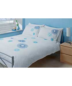 Sequin Spiro Double Duvet Cover Set - Blue