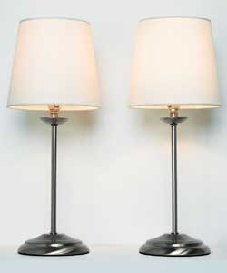 Unbranded Set of 2 Satin Nickel Candlestick Table Lamps