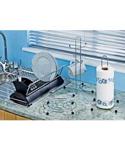 Includes:Set of 4 Kitchen Accessories.Includes:Mini dish rack (W)41, (L)24, (H)12cm.Trivet (D)20, (H