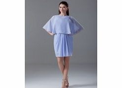 Unbranded Sheath Asymmetrical Neck Pleat Beaded Chiffon