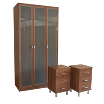 Unbranded Sicily 3 Door Wardrobe   2 Bedside Chests, Walnut