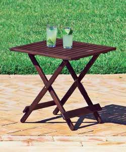 FSC mix hardwood with teak oil finish. Size (H)46.5, (W)45.5, (D)45.5cm. Folding construction. Weigh
