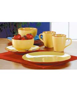 Sienna 16 Piece Dinner Set - Yellow and Terracotta