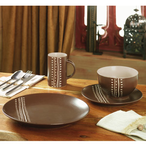 Sienna Dark Brown 16 Piece Dinner Set