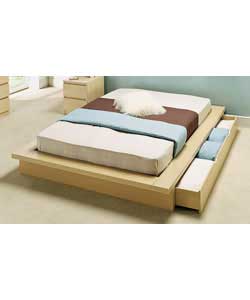 Sienna Oak Double Bed with 2 Drawers and Sprung Mattress