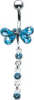 Silver Butterfly Dropper Navel Bar