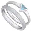 Silver double ring with triangular topaz