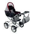 A pram, crib, pushchair and detachable carry cot i