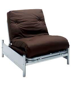 Single Metal Futon and Chocolate Mattress