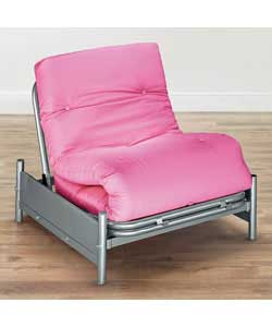 Single Metal Futon with Pink Mattress