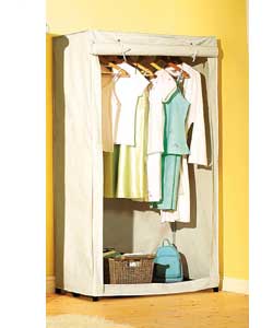 Single Wardrobe with Cream Canvas Style Cover & Epoxy Frame