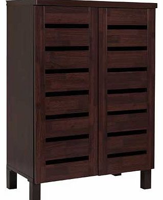 Slatted 2 Door Shoe Storage Cabinet - Wenge Effect