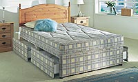 Deep quilted mattress with a 13½ins guage spring unit. Upholstered  in a durable stitch bond