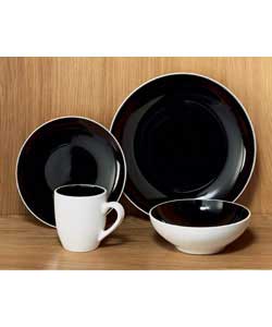 Unbranded Spring 16 Piece Dinner Set - Black