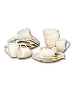 Square Matt Cream 16 Piece Dinner Set