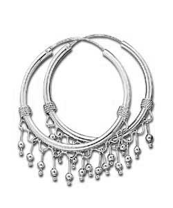 Sterling Silver Beaded Hoop