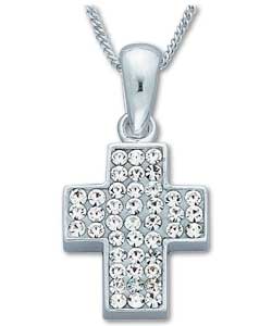 Sterling Silver Crystal Set Cross