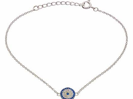 Unbranded Sterling Silver Cubic Zirconia Evil Eye Bracelet