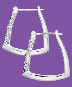 Sterling Silver Cubic Zirconia Handbag Hoop Creole Earrings