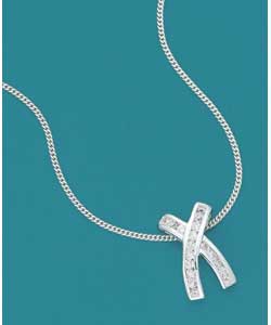 Sterling Silver Cubic Zirconia Kiss Pendant