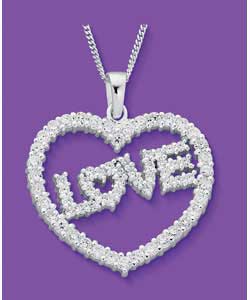 Sterling Silver Cubic Zirconia Love Heart Pendant