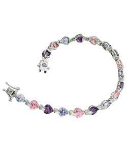 Sterling Silver Cubic Zirconia Set Heart Bracelet