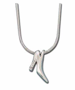 Sterling Silver Cubic Zirconia Shoe Pendant