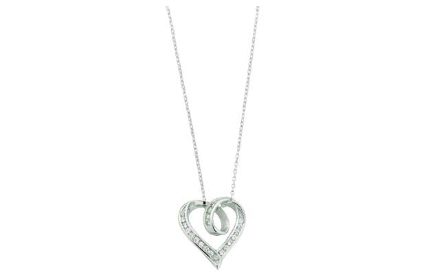 Unbranded Sterling Silver Cubic Zirconia Twist Heart Pendant