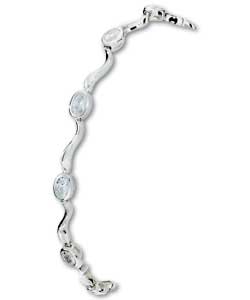 Sterling Silver Cubic Zirconia Wave Bracelet