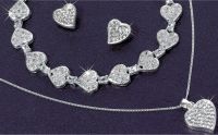 Sterling Silver CZ Heart Set