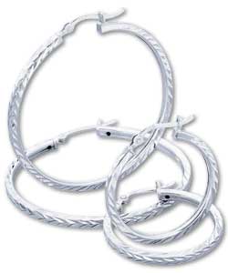 Sterling Silver Diamond Cut Creole Earrings