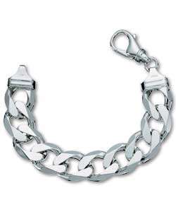 Sterling Silver Diamond Cut Solid Curb Bracelet