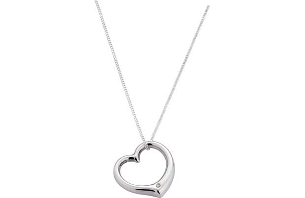 Unbranded Sterling Silver Diamond Floating Heart Pendant