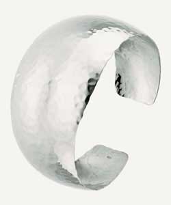 Sterling Silver Hammered Dome Cuff Bangle