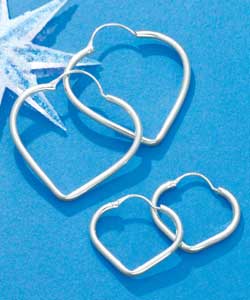 Sterling Silver Heart Hoop Earrrings
