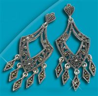 Sterling Silver Marcasite Drop Earrings