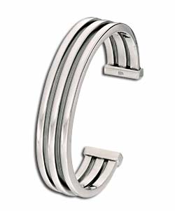 Sterling Silver Mens 3 Row Bangle