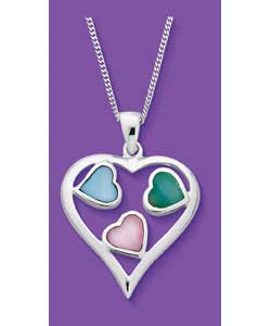 Sterling Silver Mother of Pearl Heart Pendant