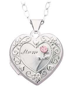 Sterling Silver Mum; Heart Locket Pendant